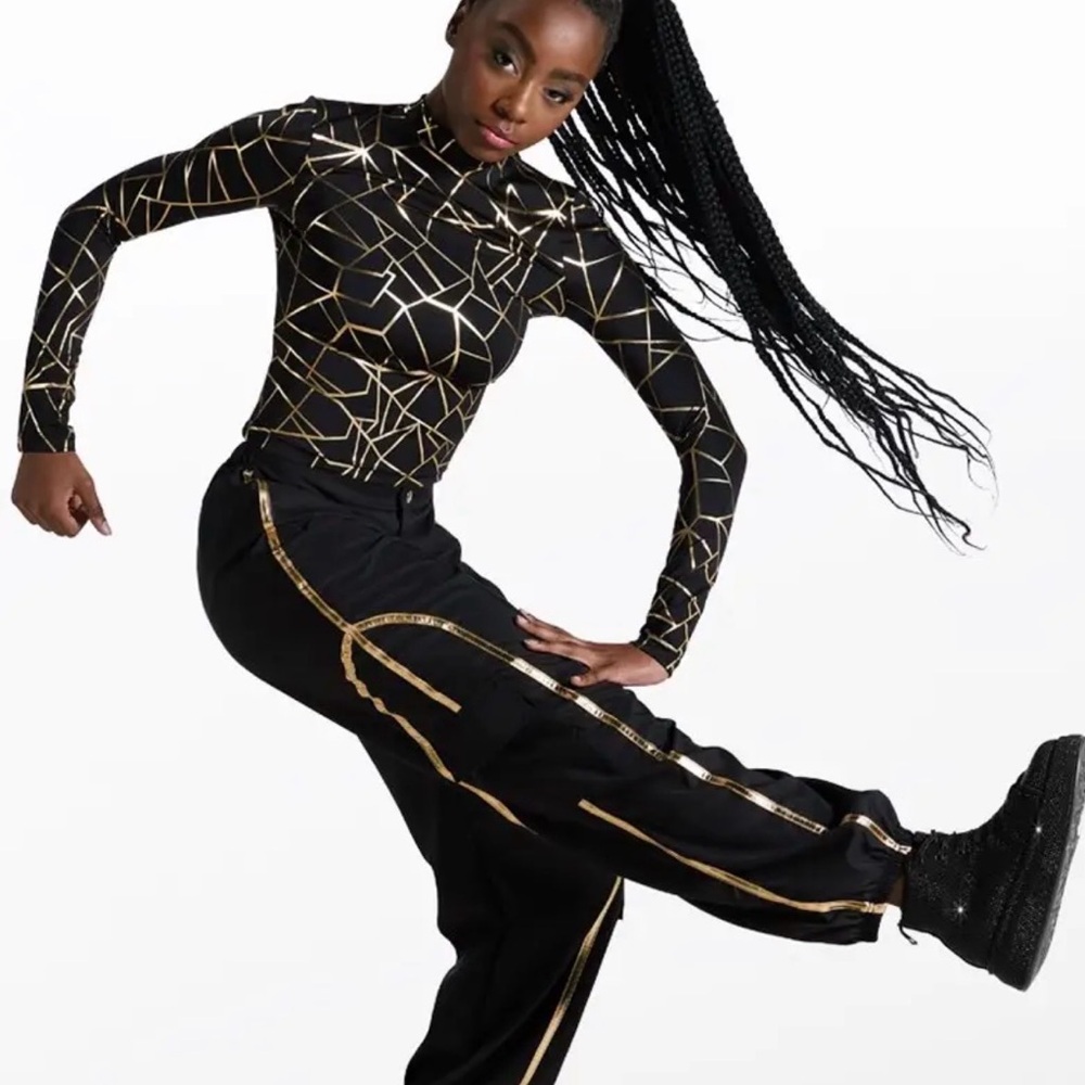 Weissman Black and Gold Dance Costume Top & Joggers